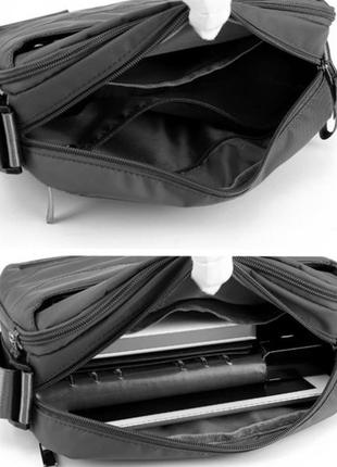 Сумка через на плечо мужская тканевая сумка месенджер стильная черная8 фото