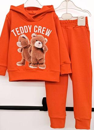 Детский оранжевый костюм с медвежонками тедди, размеры 86-122