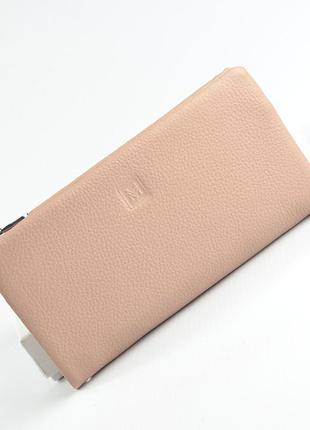 Женский кожаный кошелек на магнитах пудрового цвета дамский кошелек портмоне из натуральной кожи3 фото