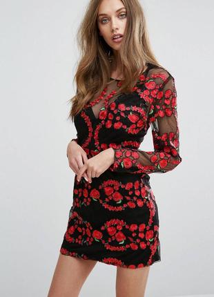 Вишукана сукня, сітка з вишивкою, missguided, рр xl-xxl