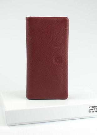 Бордовый женский кожаный кошелек портмоне на магнитах бордового цвета из натуральной кожи2 фото