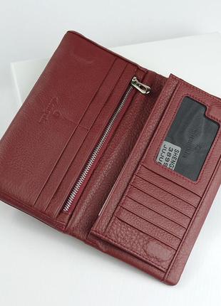 Женский кошелек бордового цвета из натуральной кожи молодежный кожаный кошелек на магнитах6 фото