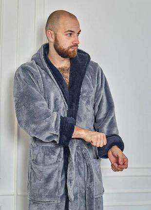 Мужской халат длинный халат с капюшоном2 фото