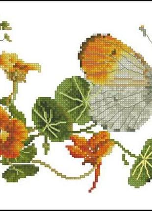Набор для вышивки крестиком. размер: 29*16 см бабочка в цветах1 фото