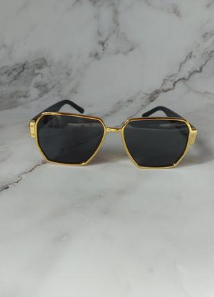 Окуляри авіатори золота оправа золото квадратні очки чорні2 фото