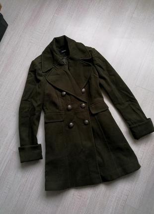 🖤двубортное пальто в оттенке хаки 💚пальто бушлат в стилі ретро