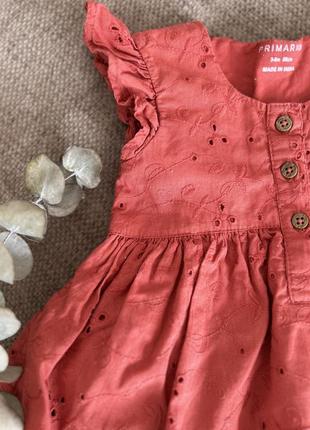 Красное терракотовое платье на 3-6 месяца 68 см2 фото
