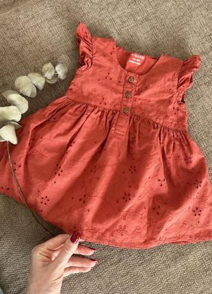 Красное терракотовое платье на 3-6 месяца 68 см4 фото