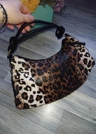 Красива жіноча сумка леопардове забарвлення їм. шкіри сафьяно4 фото