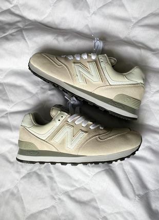 Женские светло бежевые замшевые кроссовки new balance 574🆕 нью баланс3 фото