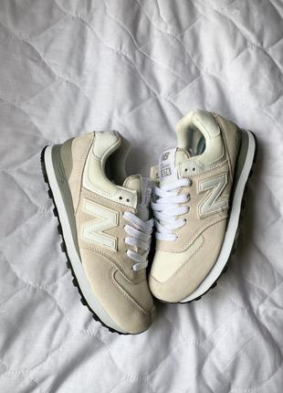 Женские светло бежевые замшевые кроссовки new balance 574🆕 нью баланс7 фото