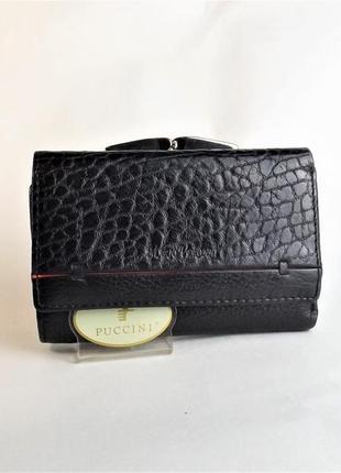 Шикарный женский кожаный кошелек mario veronni черный3 фото