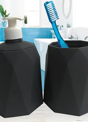 Набір аксесуарів для ванної кімнати з 2 предметів (склянка для зубних щіток, мильниця-дозатор)