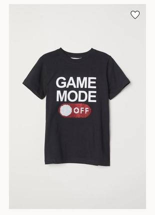 Футболка з написом з паєток паєтки антистрес h&m game mode