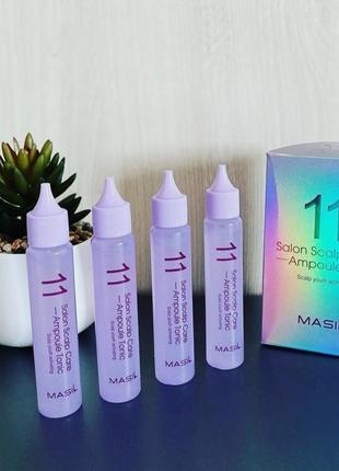 Ампульний тонік для зміцнення волосся та стимуляції росту masil 11 salon scalp care ampoule tonic.