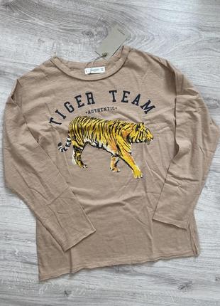 Реглан кофта легкая футболка с длинным рукавом манго mango тигр