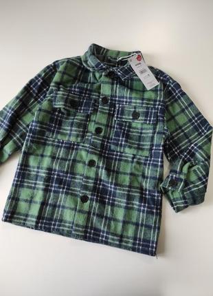 Легкая демисезонная куртка рубашка в клетку рубашка зеленая мальчишку синсей 116 см. 6 лет2 фото
