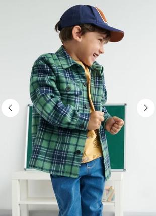 Легкая демисезонная куртка рубашка в клетку рубашка зеленая мальчишку синсей 116 см. 6 лет8 фото
