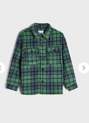 Легкая демисезонная куртка рубашка в клетку рубашка зеленая мальчишку синсей 116 см. 6 лет9 фото
