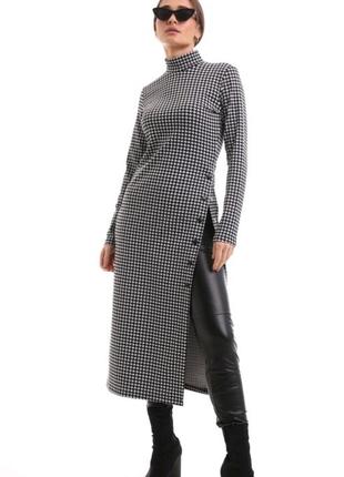 Платье с принтом гусиная лапка