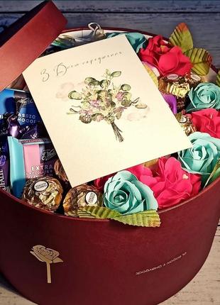 Солодкий бокс подарунковий набір букет мильних троянд прдарунок дівчині