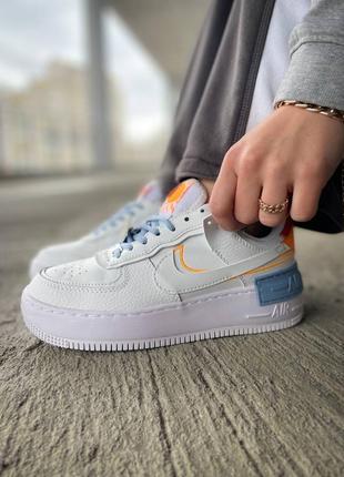 Кроссовки nike air force 1 shadow white orange blue