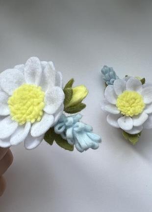 Шаильки / заколки ромашки з фетру