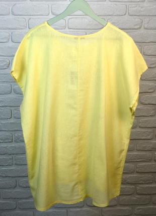 Тоненька натуральна туніка gertie ніжного лимонного кольору. льняная туника блуза3 фото