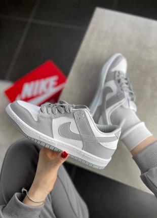 Кроссовки nike dunk sb white grey a+2 фото