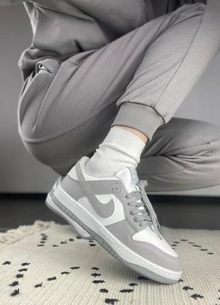 Кроссовки nike dunk sb white grey a+1 фото