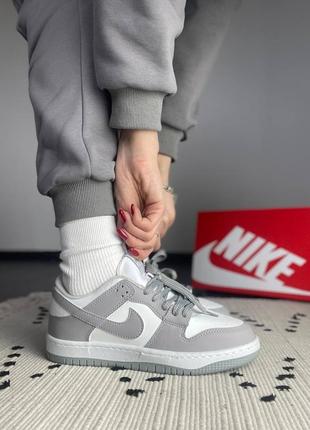 Кроссовки nike dunk sb white grey a+10 фото