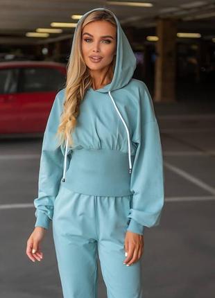 Женский спортивный костюм с резинкой на талии, цвет: белый, голубой, размер: см, мл