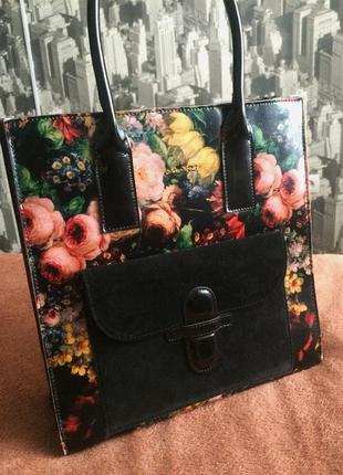 Лаковая сумка с цветочным принтом miss world3 фото