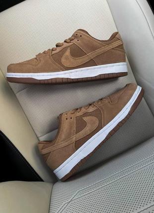 Мужские темно бежевые замшевые кроссовки nike sb dunk low 🆕 найк сб данк7 фото