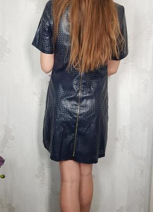 Плаття на короткий рукав з екошкіри3 фото