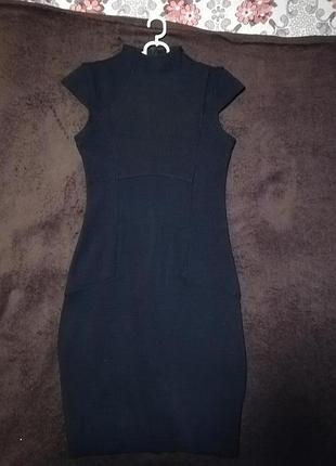 Платье мини черное, приталенное чёрное платье, маленькое чёрное платье, туника ч, платье мини черное