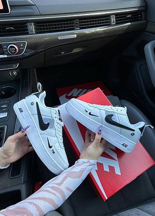Nike air force 1 07 lv8 ultra white black, кроссовки найк арь форс белые, кроссовки женккие найк форс