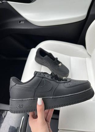 Женские черные кожаные кроссовки nike air force 1 🆕 найк форс