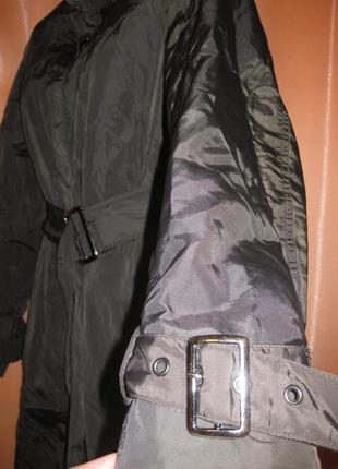 Темная куртка ветровка длинная с поясом с карманами плащ esprit км1587 демисезон без капюшона9 фото