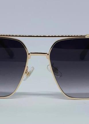 Мужские в стиле louis vuitton очки солнцезащитные серо фиолетовый градиент в золотом металле2 фото