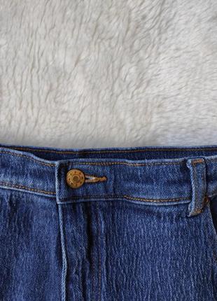 Сині щільні жіночі прямі джинси широкі батал великого розміру стрейч5 фото