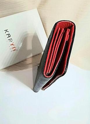 Мicткий гибкий, качественный, чешуйный кошелек черно-красный karya4 фото