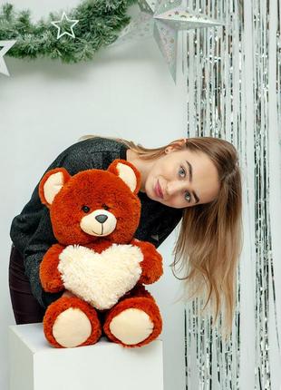 Мягкая плюшевая игрушка медвежонок "фрэнк" 65см. цвет коричневый.  подарок для любимой