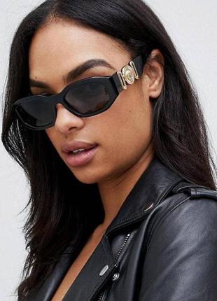 Жіночі сонцезахисні окуляри чорні шестикутні