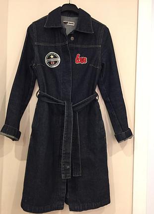 Джинсовый плащ тренч пальто