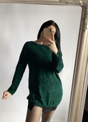 Велюровый зеленый свитер сенель велюр зумрудный зеленый
