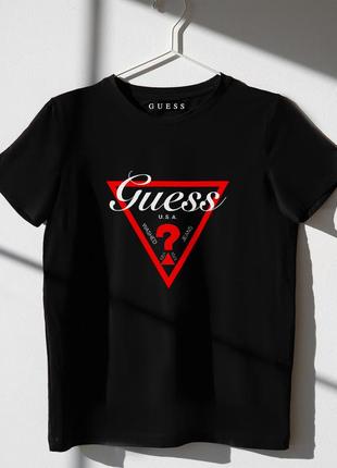 Женская оверсайз футболка guess чёрная гесс oversize