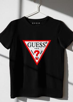 Женская оверсайз футболка guess чёрная гесс oversize1 фото
