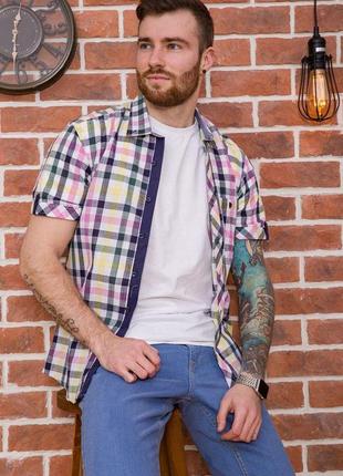 Рубашка мужскпя в клетку, цвет разноцвет , размер s fa_003788
