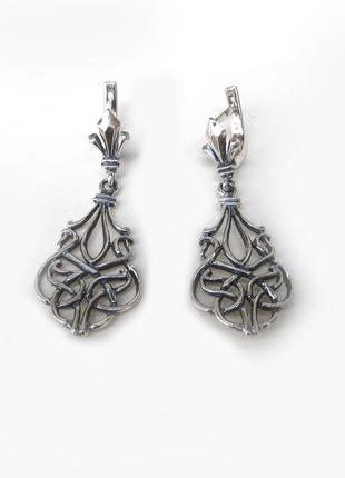 Кульчики срібні ажурні ручної роботи